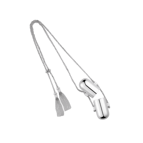 Sterling Silver Necklace Lipstick Box Pompon